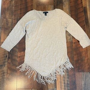 INC International Concepts Cream Fringe Sweater